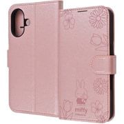 IJ-BP46ELC1P/MF63 [iPhone 16用 ミッフィー/衝撃吸収 マグネットベルト シンプル 手帳型レザーケース/ミッフィー_ピンクフラワー]