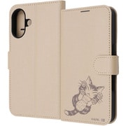 IJ-IP46ELC1BE/DY5 [iPhone 16用 猫のダヤン/衝撃吸収 マグネットベルト シンプル 手帳型レザーケース/ダヤン_にゃんキュー]