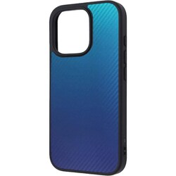 INQ-P47K5TB/CBA [iPhone 16 Pro用 maru 耐衝撃 バンパー カーボン調 ハイブリッドケース/ブルー]