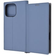 IN-P47TBC9/AGR [iPhone 16 Pro用 Durable 耐衝撃 マグネット不使用 シンプル スクエア 手帳型レザーケース/ブルー_ライトグレー]