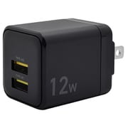 USB AC充電器 12W USB-A×2 90°回転式収納プラグ Smart IC搭載 チャコールグレー RAC2A2A05CGRY