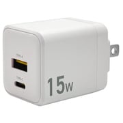 USB AC充電器 15W USB-A×1 USB-C×1 90度回転収納式プラグ Smart IC搭載 ホワイト RACCA3A01WH