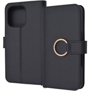 IN-P47LBC17/B [iPhone 16 Pro用 Ring 耐衝撃 マグネットベルト リング付き 手帳型レザーケース/ブラック]
