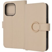 IN-P47LBC17/BE [iPhone 16 Pro用 Ring 耐衝撃 マグネットベルト リング付き 手帳型レザーケース/ベージュ]