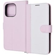 IN-P47LBC14/WP [iPhone 16 Pro用 Noble 耐衝撃 マグネットベルト バイカラー 手帳型レザーケース/ホワイト_ピンク]