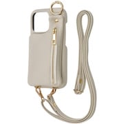 IS-P47OLC2/I [iPhone 16 Pro用 m1n1 ミニ ショルダー ネック ストラップ ポーチ付き オープンレザーケース/アイボリー]