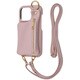 IS-P47OLC2/PP [iPhone 16 Pro用 m1n1 ミニ ショルダー ネック ストラップ ポーチ付き オープンレザーケース/ペールピンク]