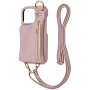 IS-P47OLC2/PP [iPhone 16 Pro用 m1n1 ミニ ショルダー ネック ストラップ ポーチ付き オープンレザーケース/ペールピンク]
