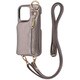 IS-P47OLC2/BZ [iPhone 16 Pro用 m1n1 ミニ ショルダー ネック ストラップ ポーチ付き オープンレザーケース/ブロンズ]
