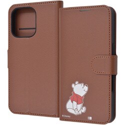 IJ-DP47ELC1DK/PO45 [iPhone 16 Pro用 ディズニー/衝撃吸収 マグネットベルト シンプル 手帳型レザーケース/くまのプーさん_sitting]
