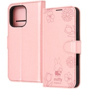 IJ-BP47ELC1P/MF63 [iPhone 16 Pro用 ミッフィー/衝撃吸収 マグネットベルト シンプル 手帳型レザーケース/ミッフィー_ピンクフラワー]