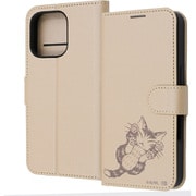 IJ-IP47ELC1BE/DY5 [iPhone 16 Pro用 猫のダヤン/衝撃吸収 マグネットベルト シンプル 手帳型レザーケース/ダヤン_にゃんキュー]