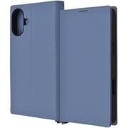IN-P48TBC9/AGR [iPhone 16 Plus用 Durable 耐衝撃 マグネット不使用 シンプル スクエア 手帳型レザーケース/ブルー_ライトグレー]