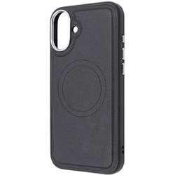 IN-P48OLC4/B [iPhone 16 Plus用 MagSafe対応 マグネットアクセサリー対応 衝撃吸収 バンパー オープンレザーケース/ブラック]