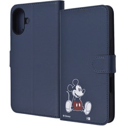 IJ-DP48ELC1DN/MK16 [iPhone 16 Plus用 ディズニー/衝撃吸収 マグネットベルト シンプル 手帳型レザーケース/ミッキーマウス_sitting]