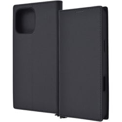IN-P49TBC9/BB [iPhone 16 Pro Max用 Durable 耐衝撃 マグネット不使用 シンプル スクエア 手帳型レザーケース/ブラック_ブラック]