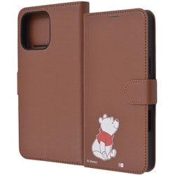 IJ-DP49ELC1DK/PO45 [iPhone 16 Pro Max用 ディズニー/衝撃吸収 マグネットベルト シンプル 手帳型レザーケース/くまのプーさん_sitting]