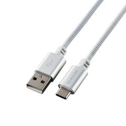 タイプC ケーブル USB-A to USB Type-C 1.5m ペット噛みつき対策 感電防止 断線しにくい ステンレス製 データ転送 充電ケーブル  mofult ホワイト PET-ACMT15WH