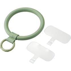 P-STHPLNGN [スマホ ハンドストラップ 手首 ストラップ ソフトレザータイプ カラビナリング 1口穴 ストラップホルダーシート付 落下防止 スマホストラップ ＆me グリーン]