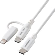2in1 充電ケーブル ＜USB-C to USB-C ケーブル ＋ Lightning 変換プラグ＞ 2m PD対応 60W 急速充電  ホワイト MPA-CCLAD20WH