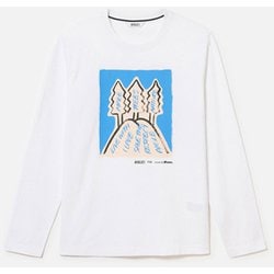 AIGLE for more trees チャリティ グラフィック 長袖Ｔシャツ #5 ZTHBB26 BLANC AIGLE 001 Sサイズ [アウトドア カットソー メンズ]