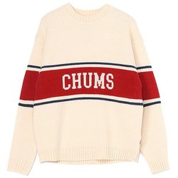 チャムスカレッジニットクルートップ CHUMS College Knit Crew Top CH02-1219 W001 White XLサイズ [アウトドア パーカー メンズ]