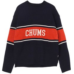 チャムスカレッジニットクルートップ CHUMS College Knit Crew Top CH02-1219 N001 Navy XLサイズ [アウトドア パーカー メンズ]
