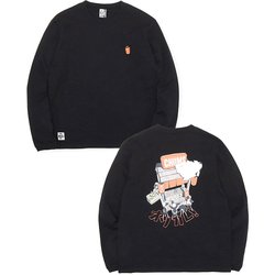 チャムスヤタイデオツカレ ブラッシュドロングスリーブTシャツ CHUMS Yatai de Otsukare! Brushed L/S T-Shirt CH01-2452 K001 Black Mサイズ [アウトドア カットソー メンズ]