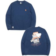 チャムスヤタイデオツカレ ブラッシュドロングスリーブTシャツ CHUMS Yatai de Otsukare! Brushed L/S T-Shirt CH11-2452 N001 Navy WMサイズ [アウトドア カットソー レディース]