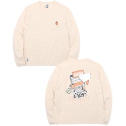 チャムスヤタイデオツカレ ブラッシュドロングスリーブTシャツ CHUMS Yatai de Otsukare! Brushed L/S T-Shirt CH11-2452 G057 Greige WLサイズ [アウトドア カットソー レディース]