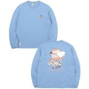 チャムスヤタイデオツカレ ブラッシュドロングスリーブTシャツ CHUMS Yatai de Otsukare! Brushed L/S T-Shirt CH01-2452 A002 Lt. Blue Mサイズ [アウトドア カットソー メンズ]