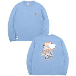 チャムスヤタイデオツカレ ブラッシュドロングスリーブTシャツ CHUMS Yatai de Otsukare! Brushed L/S T-Shirt CH01-2452 A002 Lt. Blue Lサイズ [アウトドア カットソー メンズ]