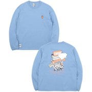 チャムスヤタイデオツカレ ブラッシュドロングスリーブTシャツ CHUMS Yatai de Otsukare! Brushed L/S T-Shirt CH11-2452 A002 Lt. Blue WMサイズ [アウトドア カットソー レディース]