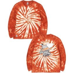 チャムスヤタイデオツカレ ブラッシュドロングスリーブTシャツ CHUMS Yatai de Otsukare! Brushed L/S T-Shirt CH01-2452 Z319 Brown Tie-Dye Lサイズ [アウトドア カットソー メンズ]