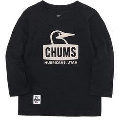 キッズブービーフェイスブラッシュドロングスリーブTシャツ Kid's Booby Face Brushed L/S T-Shirt CH21-1293 K084 Black x Greige KMサイズ [アウトドア トップス 長袖 キッズ]