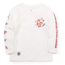 キッズディスコタイムブラッシュドロングスリーブTシャツ Kid's Disco Time Brushed L/S T-Shirt CH21-1341 W001 White KXLサイズ [アウトドア トップス 長袖 キッズ]
