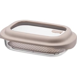 ガラス 保存容器 1.6L ベージュ レシピ付き 電子レンジ オーブン 食洗機対応 ロック＆ロック ユニクッカー LNG483