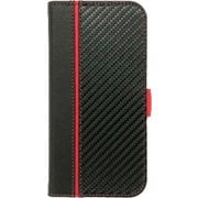 AC-P24-PB CBR [iPhone 16用 磁気ワイヤレス充電対応ソフトレザー手帳型ケース カーボン/レッドライン]