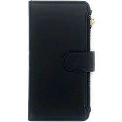 AC-P24-WL BK [iPhone 16用 磁気ワイヤレス充電対応ファスナーポケット付き手帳型ケース ブラック]