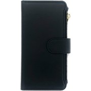 AC-P24-WL BK [iPhone 16用 磁気ワイヤレス充電対応ファスナーポケット付き手帳型ケース ブラック]