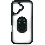 AC-P24-TR BK [iPhone 16用 耐衝撃背面クリアケース スマホリング付 ブラック]