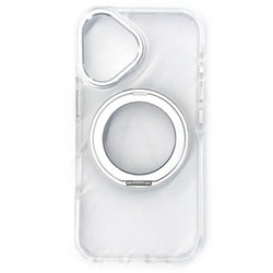 AC-P24-CMR SL [iPhone 16用 磁気ワイヤレス充電対応スタンドリング付き背面クリアケース 360°回転リング]