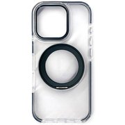 AC-P24P-CMR BK [iPhone 16 Pro用 磁気ワイヤレス充電対応スタンドリング付き背面クリアケース 360°回転リング]