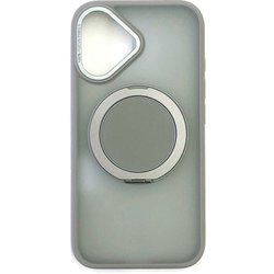 AC-P24-MRS GY [iPhone 16用 磁気ワイヤレス充電対応スタンドリング付き背面ケース カチカチ回転リング]