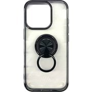 AC-P24P-MR BK [iPhone 16 Pro用 メタルTPUフレーム スマホリング付き背面クリアケース ブラック]