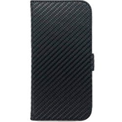 AC-P24-PB2 CBK [iPhone 16用 磁気ワイヤレス充電対応ソフトレザー手帳型ケース カーボン ストラップ付]