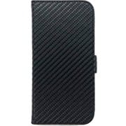 AC-P24-PB2 CBK [iPhone 16用 磁気ワイヤレス充電対応ソフトレザー手帳型ケース カーボン ストラップ付]