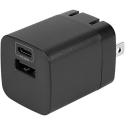 USB急速充電器 USB PD（パワーデリバリー）対応 30W USB-C×1/USB-A×1 PD-PPS GaN採用 折りたたみプラグ ブラック OWL-APD30C1A1R-BK