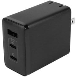 USB急速充電器 USB PD（パワーデリバリー）対応 65W USB-C×2/USB-A×1 PD-PPS GaN採用 折りたたみプラグ ブラック OWL-APD65C2A1GR-BK
