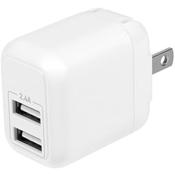 USB AC充電器 12W USB-A×2 折りたたみプラグ ホワイト OWL-AC12WA2-RWH